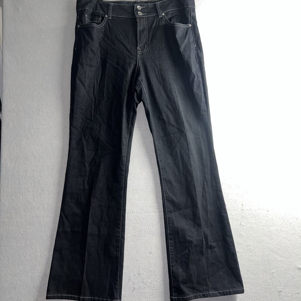 BandolinoBlu‎ Aria Bootcut Women's size 14 Black Denim Jeans Wide Trendy Y2K